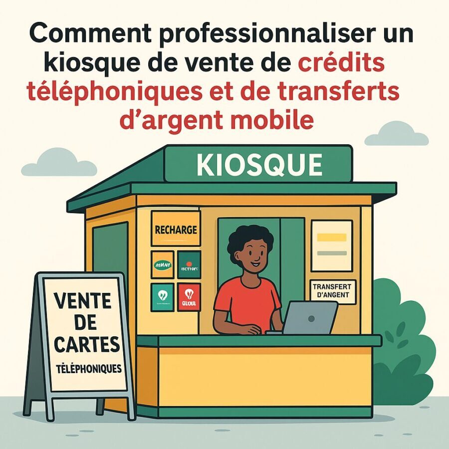 Comment professionnaliser un petit kiosque de vente de crédits téléphoniques et transfert d&rsquo;argent mobile