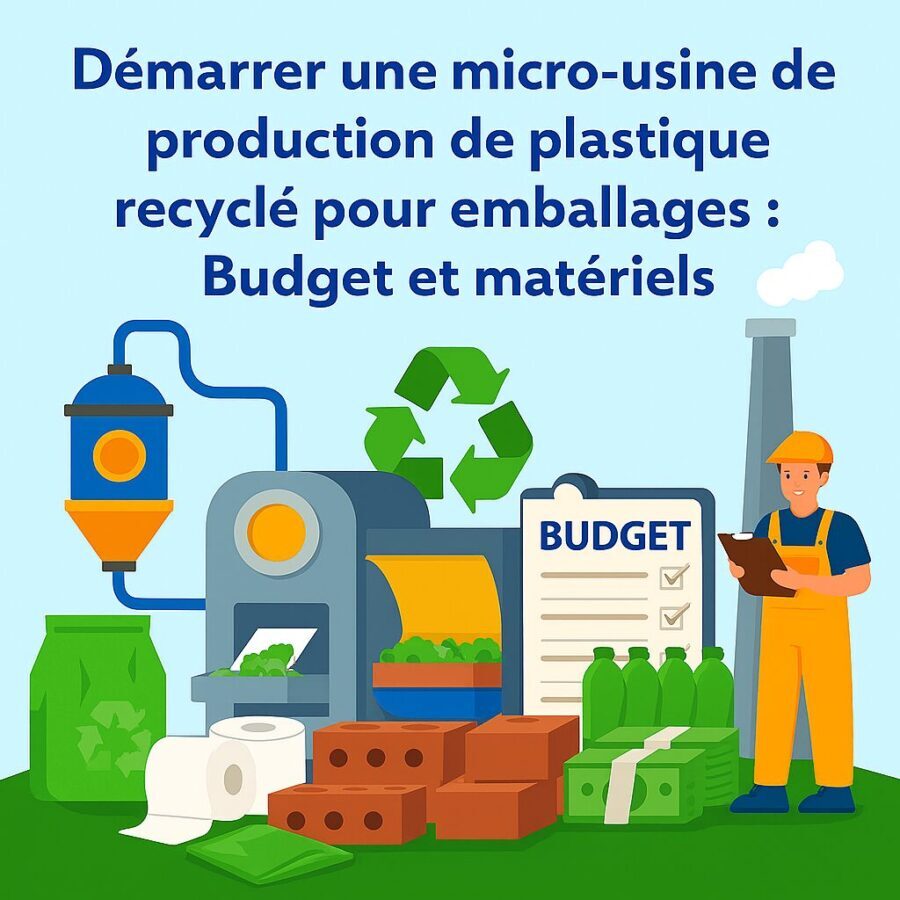 Démarrer une micro-usine de production de plastique recyclé pour emballages : Budget et matériels