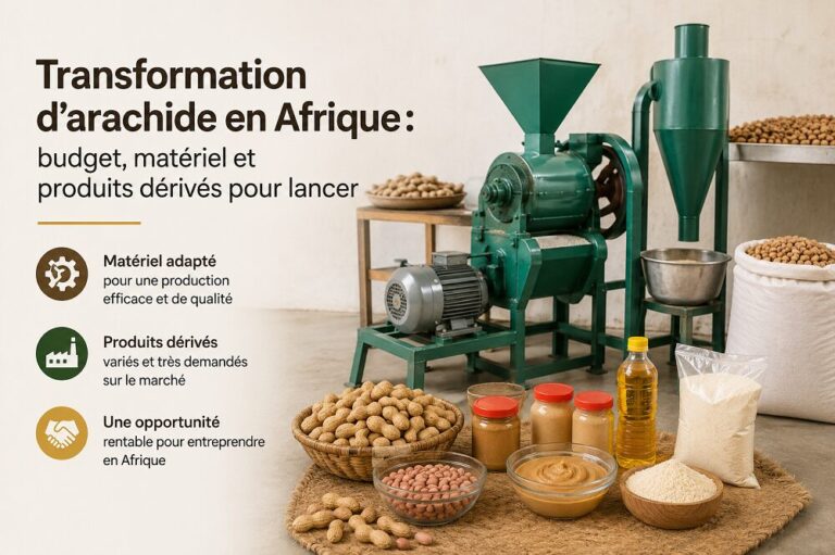 Transformation d'arachide budget, matériel et produits dérivés